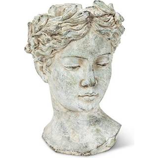 Abbott Collection Goddess Head Planter - Stor cement indendørs og udendørs planterpotte - Grecian Woman Statue Head Planter for blomster og sukku