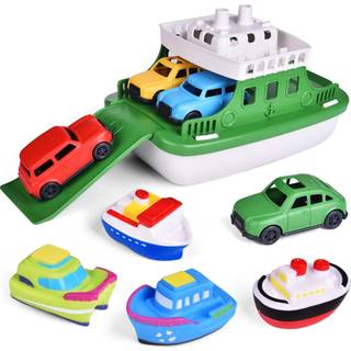 Toy Boat Bath Legetøj til småbørn med 4 mini -billegetøj og 4 badebåd Squirters Kids Ferry Boat til badekar badeværelse pool strand legetøj