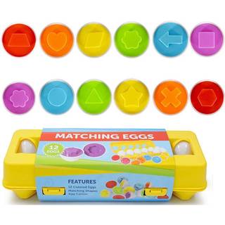Junbestn Easter Matching Egg Connect Eggs Carton Toys Gifts til 1 2 3 år gamle børn Toddler Baby Girls Boys Form Color Egg Play Learn