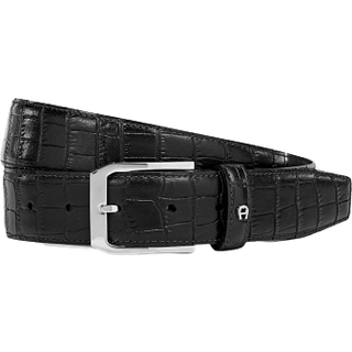 AIGNER Herren Gürtel schwarz Leder geprägt