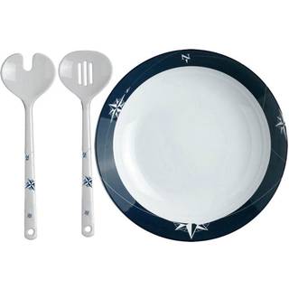 Salatskål &amp; salatbestik i melamin Marine Business Northwind, hvid/blå, 25 cm