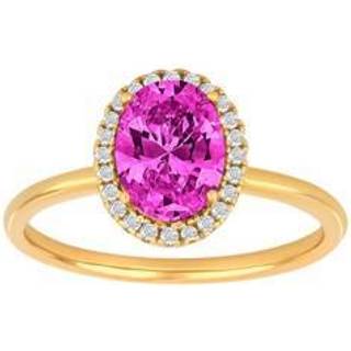 Joanli Nor MilleNor ring i forgyldt med pink kubisk zirkon - Str. 52