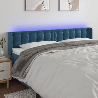 sengegavl med LED-lys 163x16x78/88 cm fløjl mørkeblå