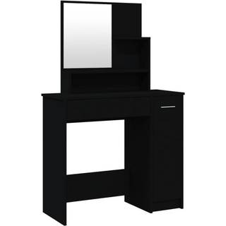 makeupbord med spejl 86,5x35x136 cm sort