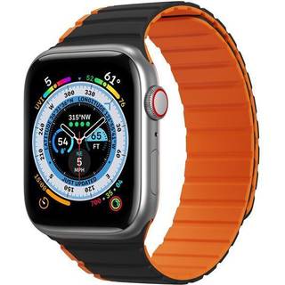 Dux Ducis LD Series - Apple Watch 9/8/7/6/5/4/3/2/1/SE - 41/40/38mm - Magnetisk silikone urrem - Sort/Orange