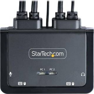 StarTech.com 2-Port Hybrid USB-C HDMI Cable KVM Switch 4K 60Hz Compact KVM with 6ft/1.8m USB-A/HDMI/Audio & 4ft/1.2m USB-C Integrated Host Cables Bus Powered