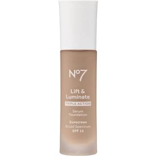No7 Lift & Luminate Triple Action Serum Foundation - Porcelain - Liquid Foundation Makeup med SPF 15 til duggt glødende base - Radiant Serum Foun