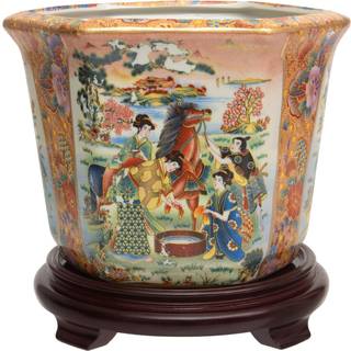 R?d lanterne 10 """" Hest i engporcel?n Flower Pot