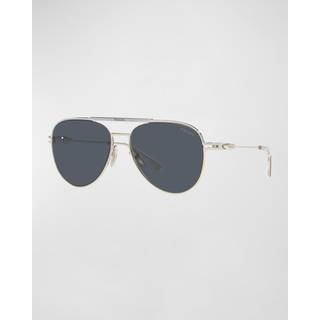 Prada Mand PR 54ZS 17F09T Solbriller Metal Sølv Grå Pilot Normal