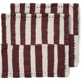 HKliving Striped bomuldsservietter 30x30 cm 2-pak Burgundy