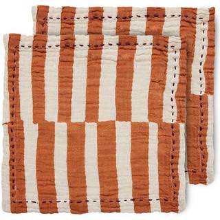 HKliving Striped bomuldsservietter 30x30 cm 2-pak Tangerine