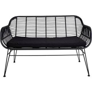 Trieste sofa i polyrattan med hynde og sorte ben, 68 x 81 x 126 cm, sort