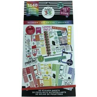 ME & Mine Big Ideas Sticker Value Pack - The Happy Planner Scrapbooking Supplies - Rainbow Theme - Multi -Color & Gold Folo