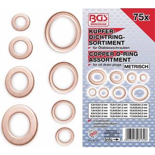 BGS Kobber pakningsringesortiment 5-17,5mm. 75 dele