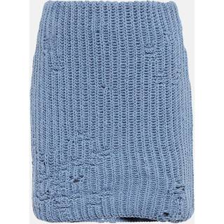JW Anderson Distressed cotton-blend miniskirt - blue - XXS