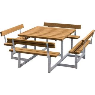 Plus Picnic Bord/Bænkesæt m/4 ryglæn - 224 cm - Teak - 188812-17
