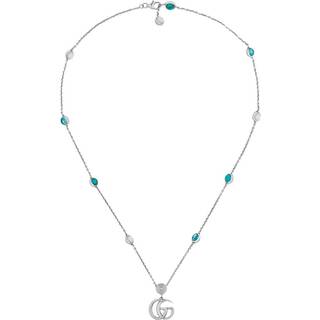 Gucci Double G mother-of-pearl and topaz-embellished sterling silver necklace - silver - One Size