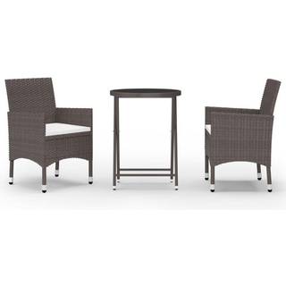 Bistrosæt Til Haven 3 Dele Polyrattan Og Hærdet Glas - Brun