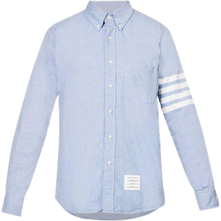 Thom Browne - Button-Down Collar Striped Cotton-Flannel Shirt - Men - Blue - 1