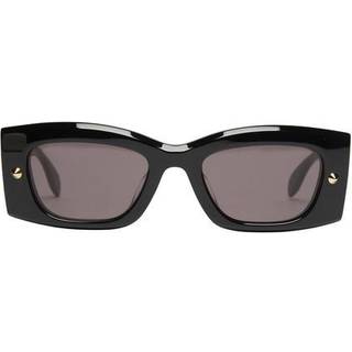 Alexander McQueen Unisex AM0426S 001 Solbriller Acetat Sort Grå Firkantet