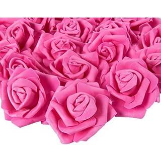 Juvale 100 Pack Hot Pink Artificial Flowers Bulk Stemless Fake Foam Roses To Wedding Decorations Bouquets (3 in)