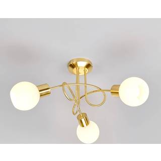 Lindby loftlampe Elaina, Ø52cm, 3 lyskilder, messing, glas, E14