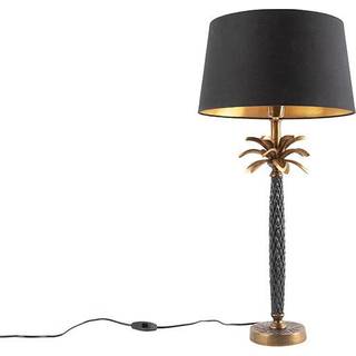 Art Deco bordlampe bronze med sort lampeskærm 35 cm - Areka