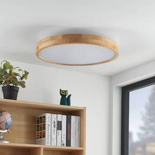 Lindby LED-loftlampe Lanira, Ø 60 cm, træ, fjernbetjening, CCT
