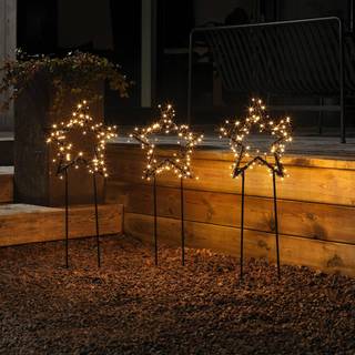 LED-metalstjerne med jordspyd, IP44, sæt/3