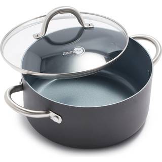 Greenpan Lima Hard Anodized Healthy Ceramic Nonstick 5qt Stock Pot med låg PFAS-fri ovn Safe Grey