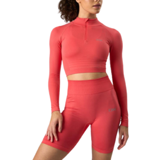 Define Cropped 1/4 zip Coral