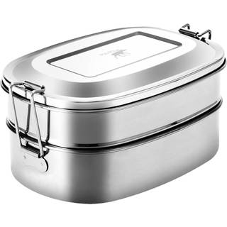 Pulito PureLunchBox Madkasse - Rustfrit Stål - 2-i-1 - Oval