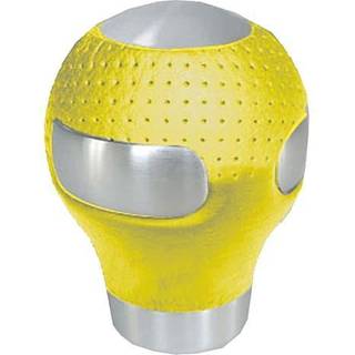 Gearknop rund alu./gul læder