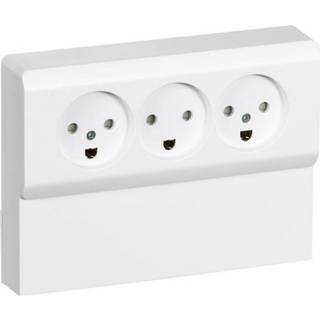 LK OPUS 66 panelstikkontakt udvendig tripel 2-pol med jord 2 modul, hvid