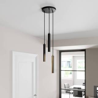 Arcchio LED-pendellampe Franka, 3 lyskilder, Ø 24 cm, sort