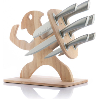 SPARTAN Knivesæt med træblok i 7 dele