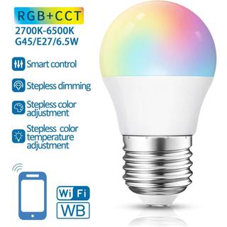 Aigostar SMART WiFi/BT, G45, E27 Mat LED Kronepære 6,5W i RGB+CCT