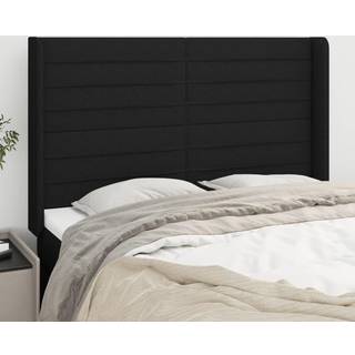 Sengegavl Med Kanter 83X16X78/128 Cm Stof - Sort / 147 x 16 x 118/128 cm