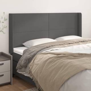 sengegavl med kanter 183x16x118/128 cm kunstlæder grå
