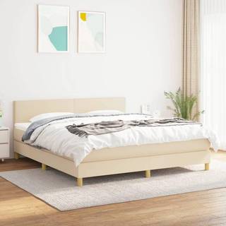 kontinentalseng med madras 160x200 cm stof cremefarvet