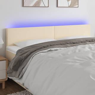 sengegavl med LED-lys 200x5x78/88 cm stof cremefarvet