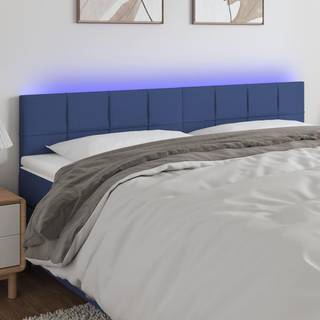 sengegavl med LED-lys 160x5x78/88 cm stof blå