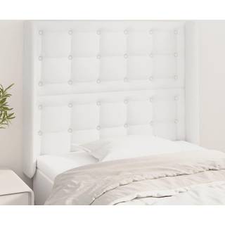 Sengegavl Med Kanter Kunstlæder - Hvid / 93 x 16 x 118/128 cm