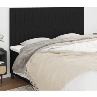 Sengegavle 80X5X78/88 Cm Stof Sort - Høj / 180 cm