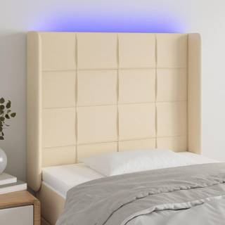 Sengegavl Med Led-Lys Stof - Creme / 93 x 16 x 118/128 cm