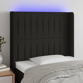 Sengegavl Med Led-Lys Stof - Sort / 93 x 16 x 118/128 cm