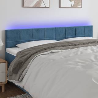 sengegavl med LED-lys 180x5x78/88 cm fløjl mørkeblå