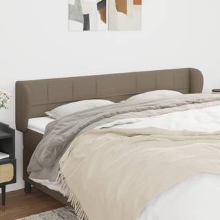 sengegavl med kanter 163x23x78/88 cm stof gråbrun