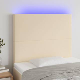Sengegavl Med Led-Lys Stof - Creme / 80 x 5 x 118/128 cm