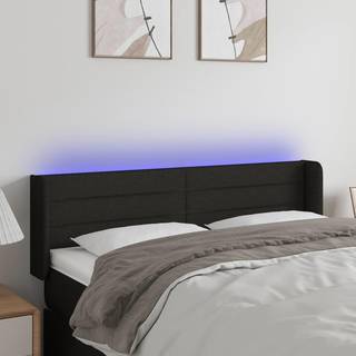 Sengegavl Med Led-Lys Stof - Sort / 147 x 16 x 78/88 cm